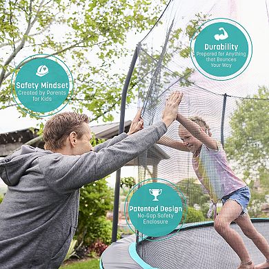 Skywalker Trampolines Signature Series 15 Ft Outdoor Trampoline With Enclosure Teal Black