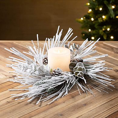 Haven Living 18-in. Christmas Heavily Flocked Pine & Pinecone Artificial Accent Ring