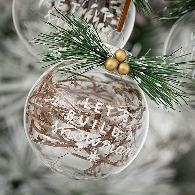 Haven Living 4.25-in. White Etched Ball 3-pc. Christmas Ornament Set