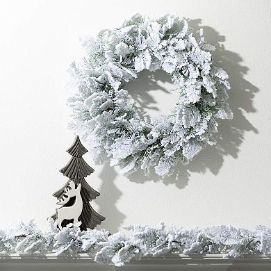 Haven Living 21" Artificial Christmas Snowy Cedar Wreath