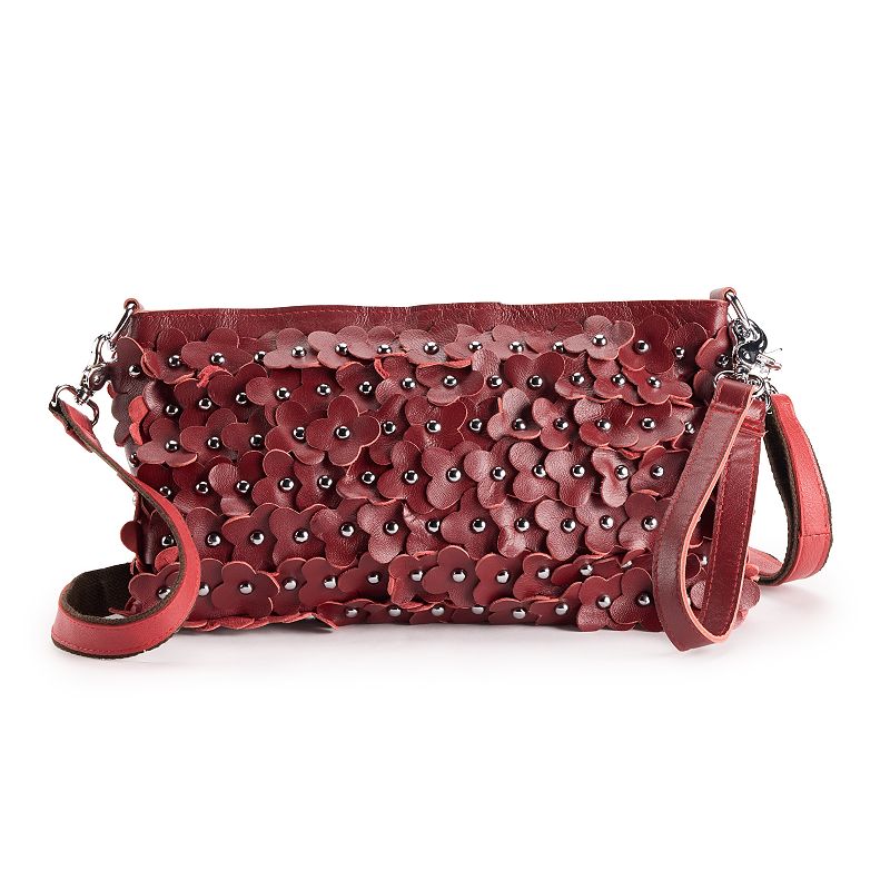 AmeriLeather Hana Leather Clutch Crossbody Bag, Red