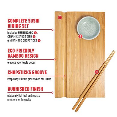 Joyce Chen Burnished Bamboo Sushi Board Set