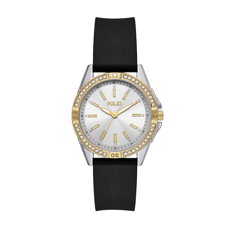 Folio Women's Silicone Strap Watch, Black