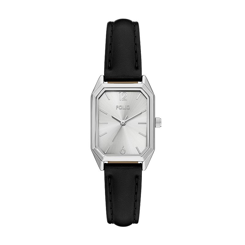 Folio Women's Faux Leather Watch, Black