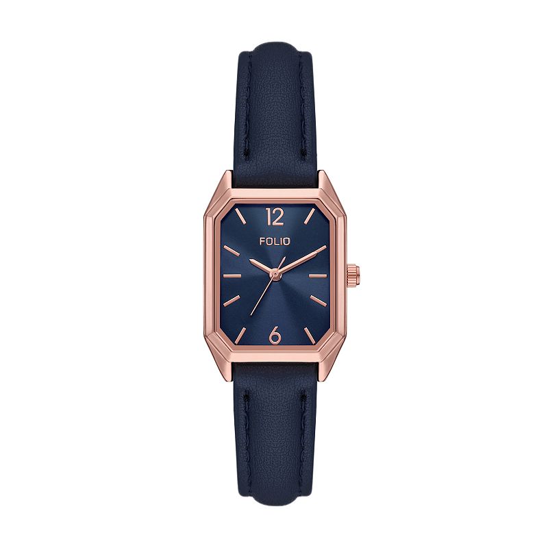 Folio Women's Faux Leather Watch, Blue
