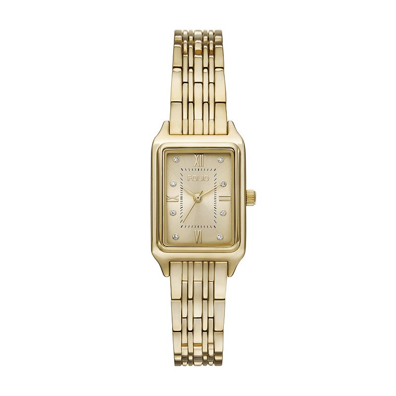 Folio Women's Rectangular Bracelet Watch, Gold Tone