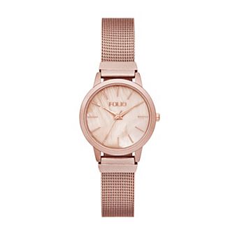 Folio Women's Mesh Mother-Of-Pearl Dial Watch