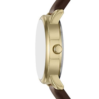Folio Women's Simulated Crystal Accent Faux Leather Watch