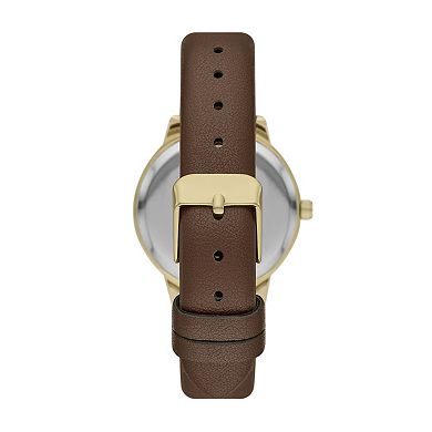 Folio Women's Simulated Crystal Accent Faux Leather Watch