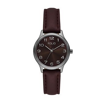 Folio Women's Faux Leather Easy Read Watch