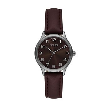 Folio Women's Faux Leather Easy Read Watch