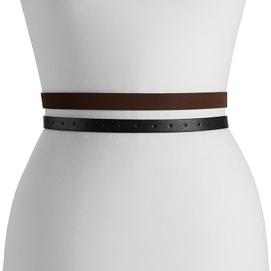 Women's Sonoma Goods For Life® Sculpted Buckle Brown Belt & Textured Buckle Black Belt 2-Pack