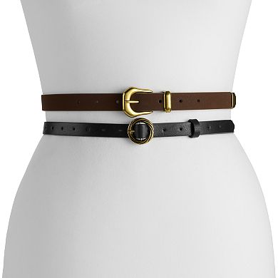 Women's Sonoma Goods For Life® Sculpted Buckle Brown Belt & Textured Buckle Black Belt 2-Pack