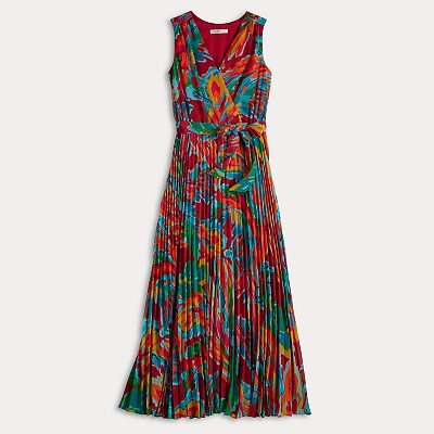 sandra darren pleated dress Women's Sandra Darren Sleeveless Surplice Pleated Maxi Dress