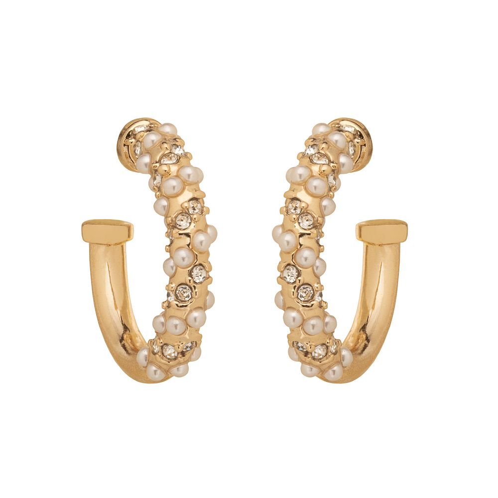 LC Lauren Conrad Freshwater Cultured Pearl Embedded Hoop Earrings