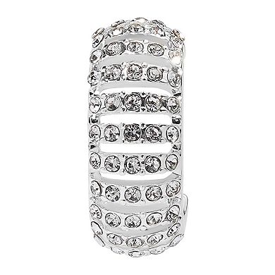 LC Lauren Conrad Silver Tone Crystal Chunky Lattice J-Hoop Earrings