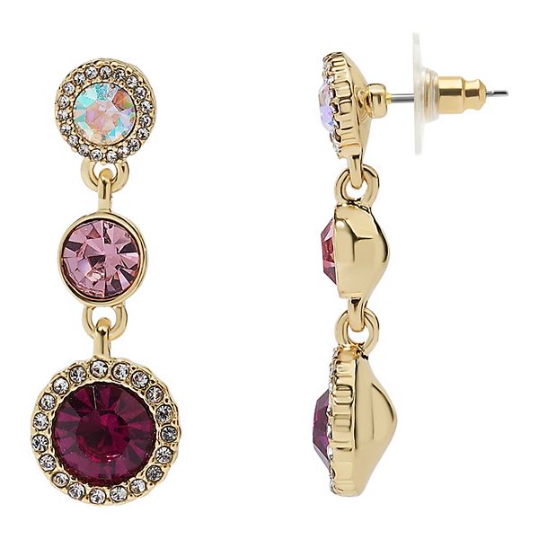 LC Lauren Conrad Crystal Triple Linear Drop Earrings - Pink