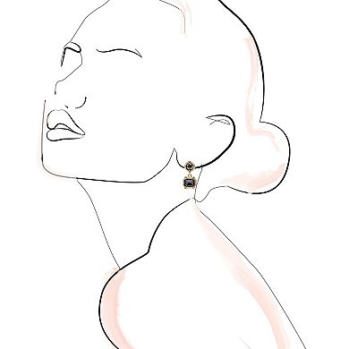 LC Lauren Conrad Gold Tone Crystal Multi-Shape Double Drop Earrings