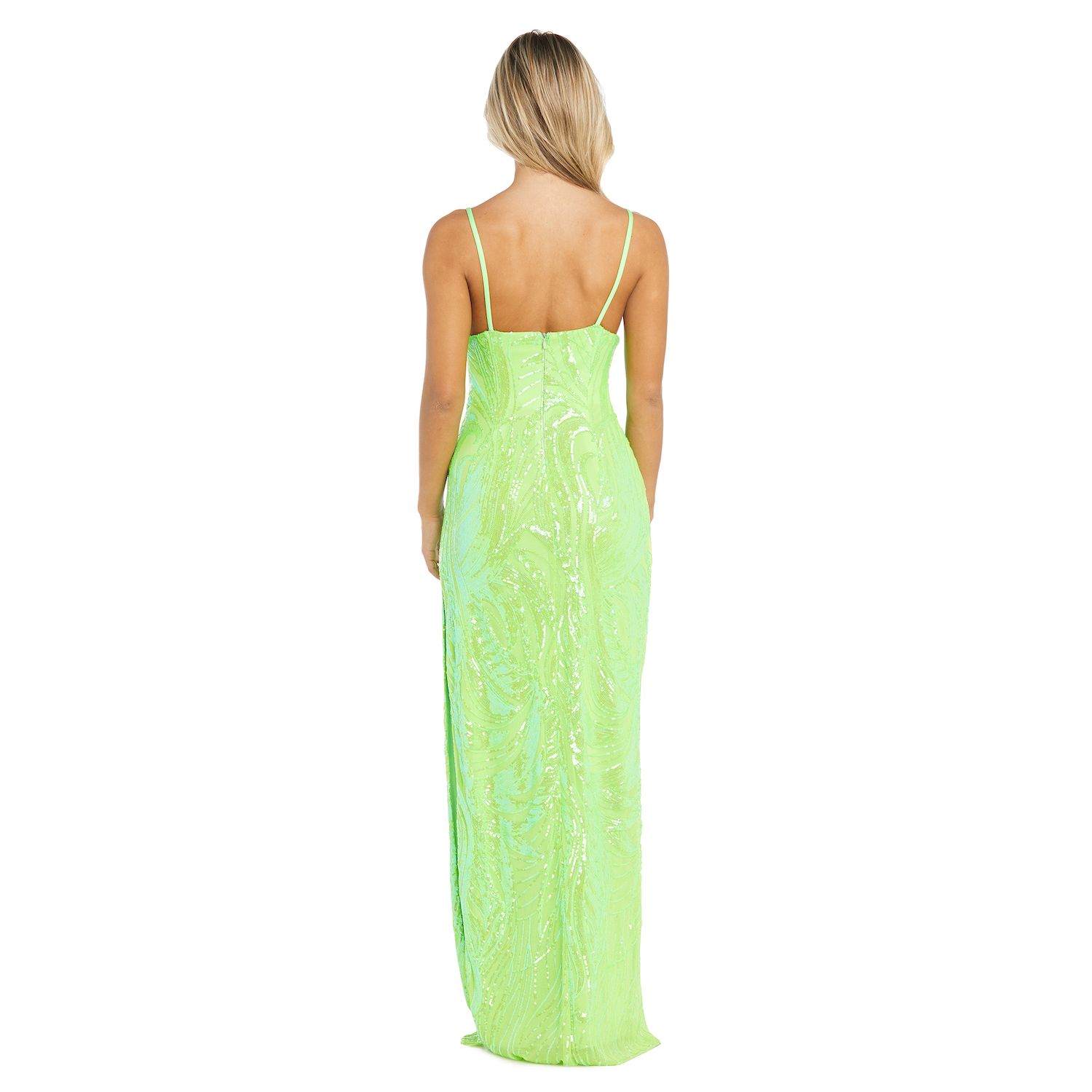 Juniors' Morgan and Co Patterned Sequin Spaghetti Straps Maxi Dress