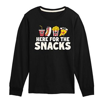Boys 8-20 Here For The Snacks Long Sleeve Graphic Tee