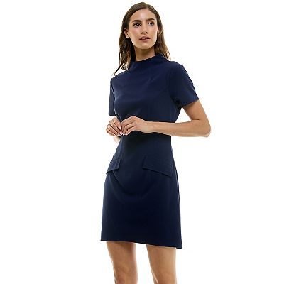 Juniors' B. Smart Short Sleeve Mockneck Mini Dress