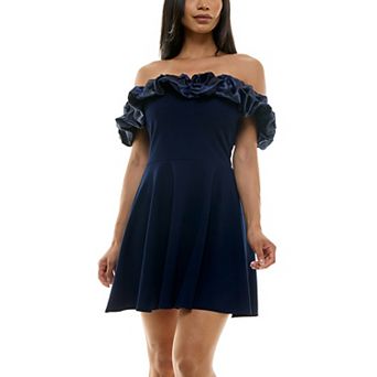 Juniors' B. Smart Off-Shoulder Ruffle Mini Dress