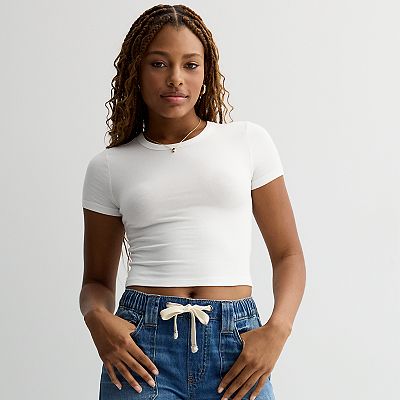 Juniors' SO® Cropped Crewneck T-Shirt