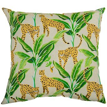 Rizzy Home Avery 22 in x 22 in Leopard & Leaves Print Indoor / Outdoor Throw Pillow