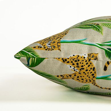 Rizzy Home Avery 22 in. x 22 in. Leopard & Leaves Print Indoor / Outdoor Throw Pillow