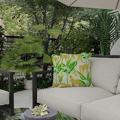 Rizzy Home Avery 22 in. x 22 in. Leopard & Leaves Print Indoor / Outdoor Throw Pillow