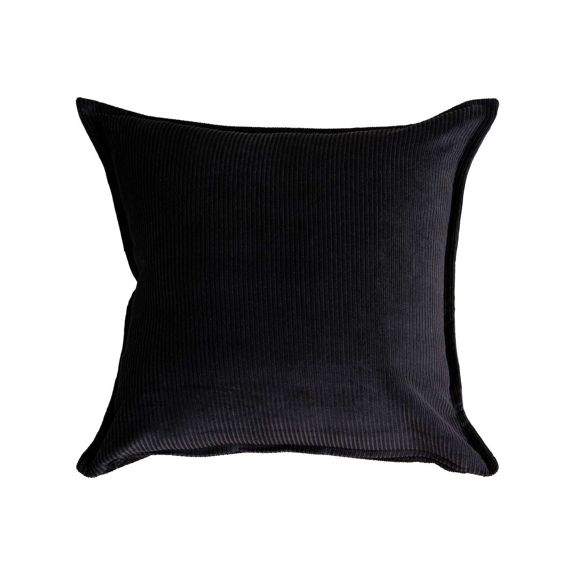 Rizzy Home Abby 20 in. x 20 in. Down Filled Corduroy Throw Pillow, Black