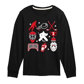 Boys 8-20 Hockey Icons Long Sleeve Graphic Tee