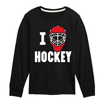 Boys 8-20 I Love Hockey Long Sleeve Graphic Tee