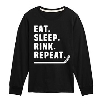 Boys 8-20 Eat Sleep Rink Repeat Long Sleeve Graphic Tee