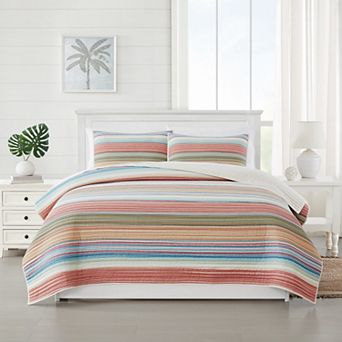 Oceanfront Resort Palm Beach Striped Quilt & Sham Set