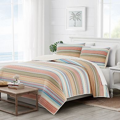 Oceanfront Resort Palm Beach Striped Quilt & Sham Set