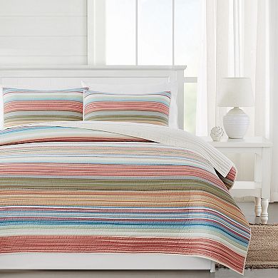 Oceanfront Resort Palm Beach Striped Quilt & Sham Set