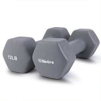 Bintiva Neoprene Hexagon Shaped Dumbbells - 12 Lbs