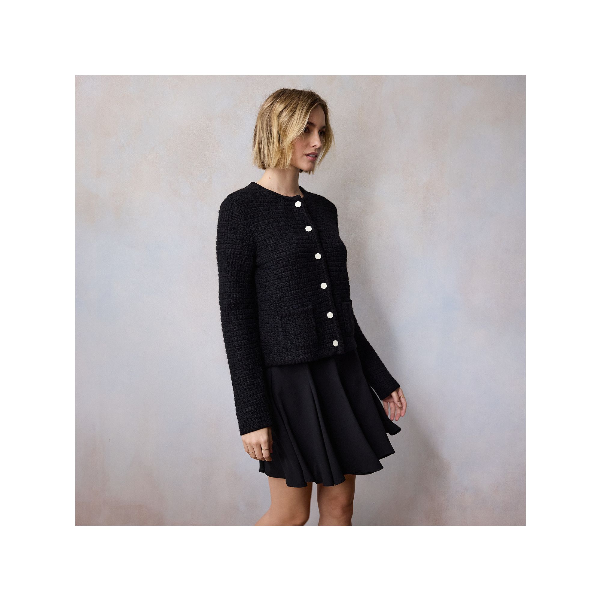 Womens LC Lauren Conrad Textured Stitch Crewneck Cardigan, Size: XS, Black