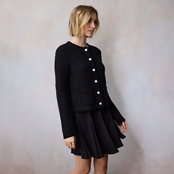 Women's LC Lauren Conrad Textured Stitch Crewneck Cardigan
