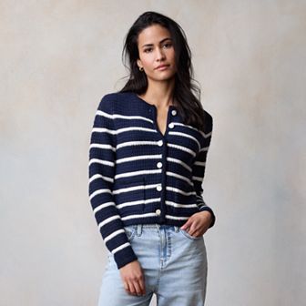 Women's LC Lauren Conrad Textured Stitch Crewneck Cardigan