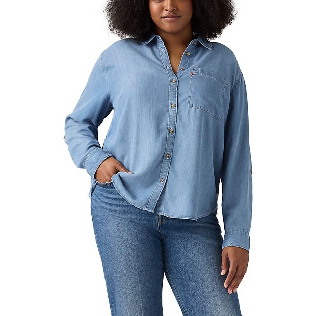 売れ筋商品|||リーバイス カットソー トップス レディース Plus Size Darlene Shirt Take It Again Darlene Shirt (plus Size) - Dark Wash | Levi's® US