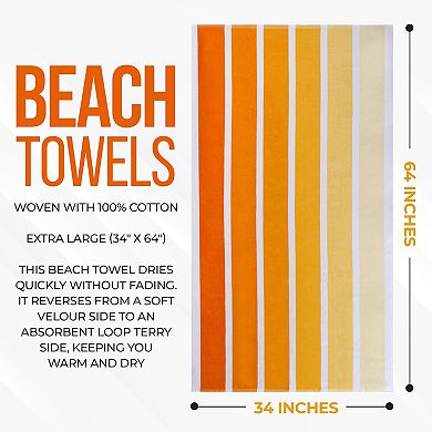 SUPERIOR Faded Stripes Cotton Velour Terry Oversized Beach Towel