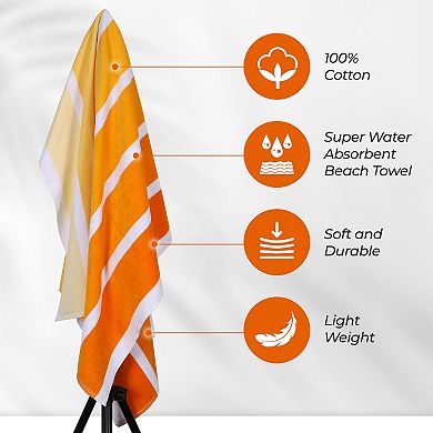 SUPERIOR Faded Stripes Cotton Velour Terry Oversized Beach Towel