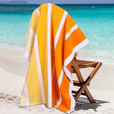 SUPERIOR Faded Stripes Cotton Velour Terry Oversized Beach Towel