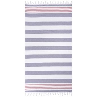 SUPERIOR Coastal Resort Stripe Fouta Beach Towel with Tassels