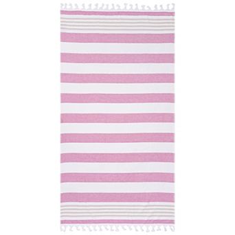 SUPERIOR Coastal Resort Stripe Fouta Beach Towel with Tassels