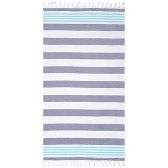 SUPERIOR Coastal Resort Stripe Fouta Beach Towel with Tassels