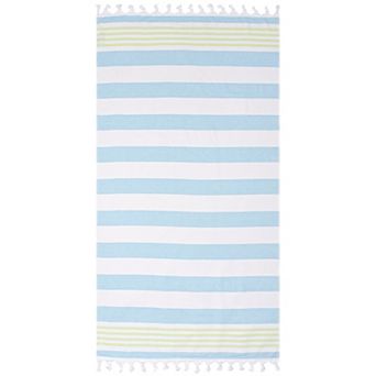SUPERIOR Coastal Resort Stripe Fouta Beach Towel with Tassels