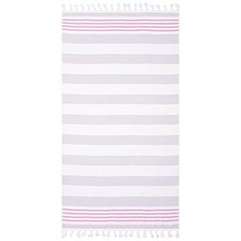 SUPERIOR Coastal Resort Stripe Fouta Beach Towel with Tassels